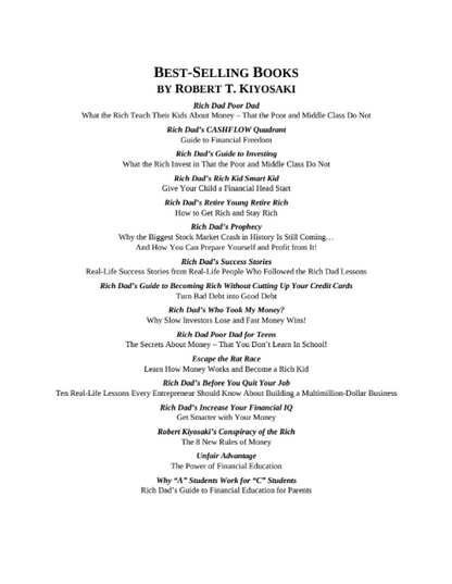 Rich Dad Poor Dad: What the Rich Teach Their Kids About Money by Robert T. Kiyosaki