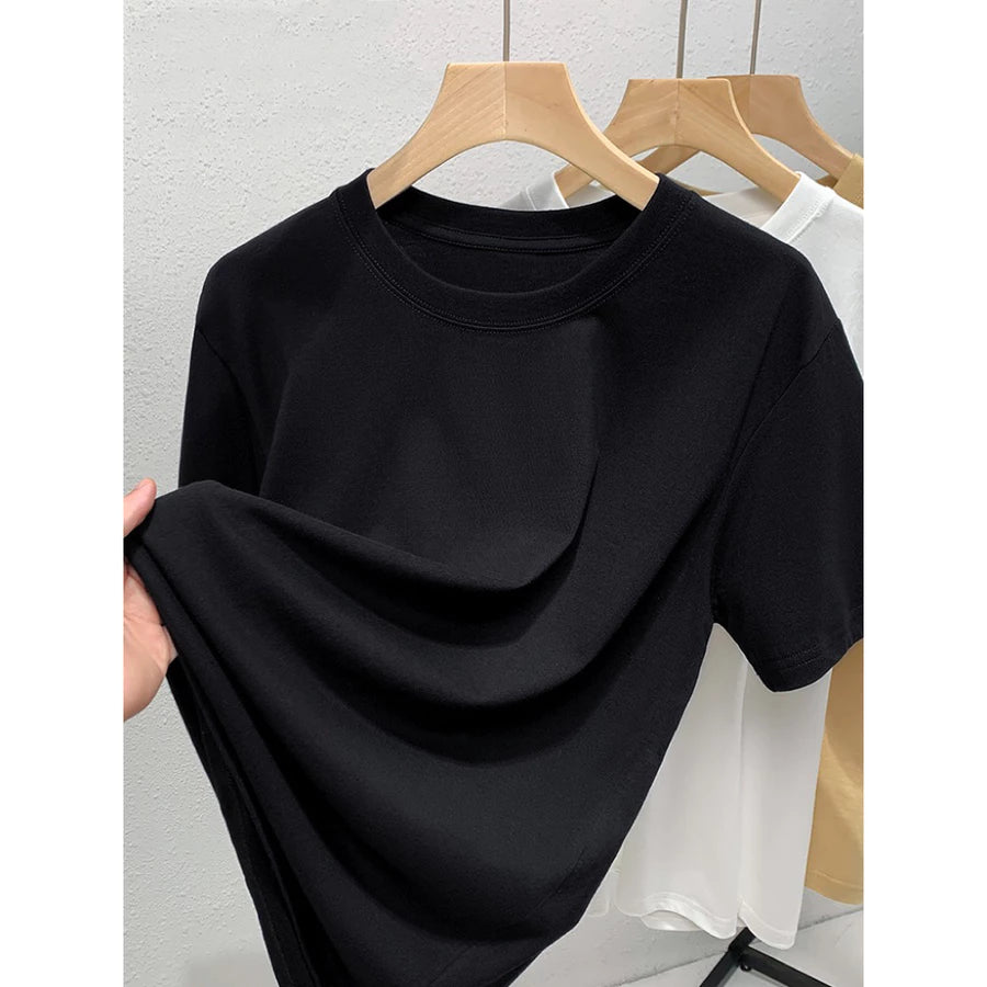 Classic Plain Crew Neck T-Shirt Premium Cotton Blend